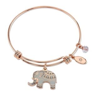 Rose Gold Tone Elephant Charm Bracelet